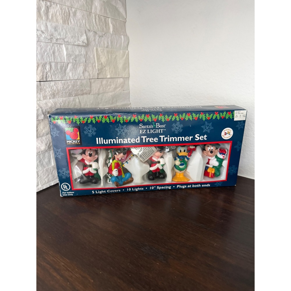 Vintage 1999 Santa's Best Disney Mickey Mouse Illuminated Tree Trimmer Light Set